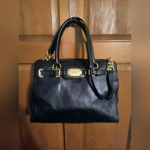 BMICHAEL MICHAEL KORS~RARE Black Pebble Leather Satchel Bag EUC